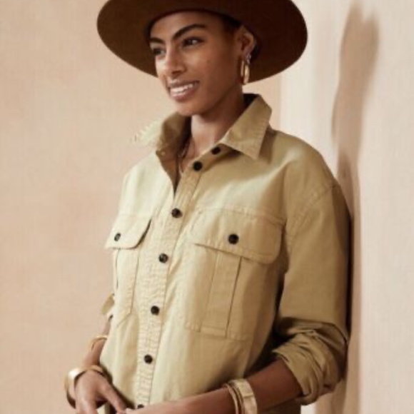 Reduced! BANANA REPUBLIC Cotton 4-season Shirt/Jacket, Large, Wheat - Picture 5 of 12